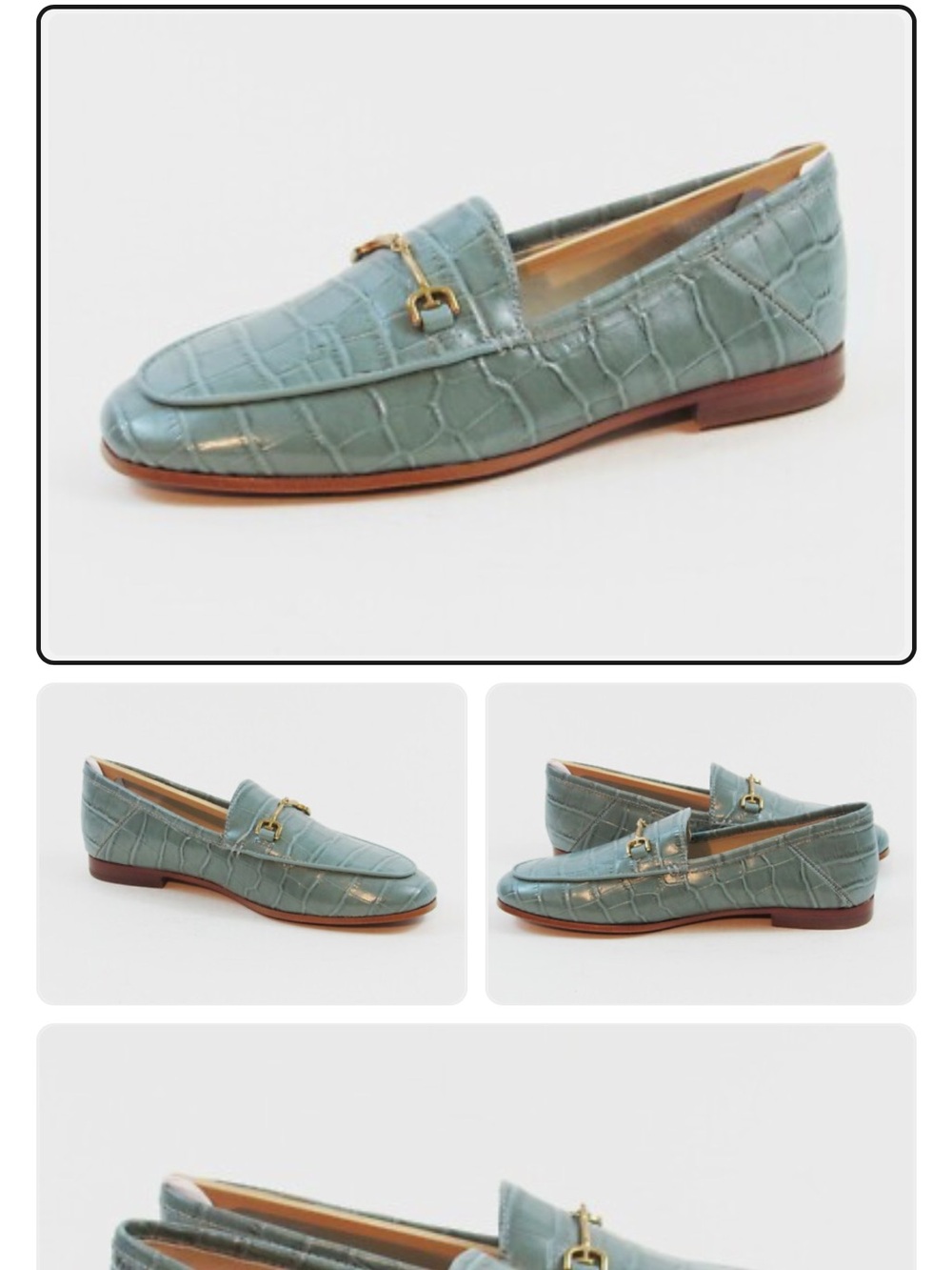 Sam Edelman Light Blue Croc-Embossed Leather Bit Loafers